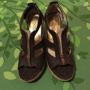 Michael Kors signature brown wedges